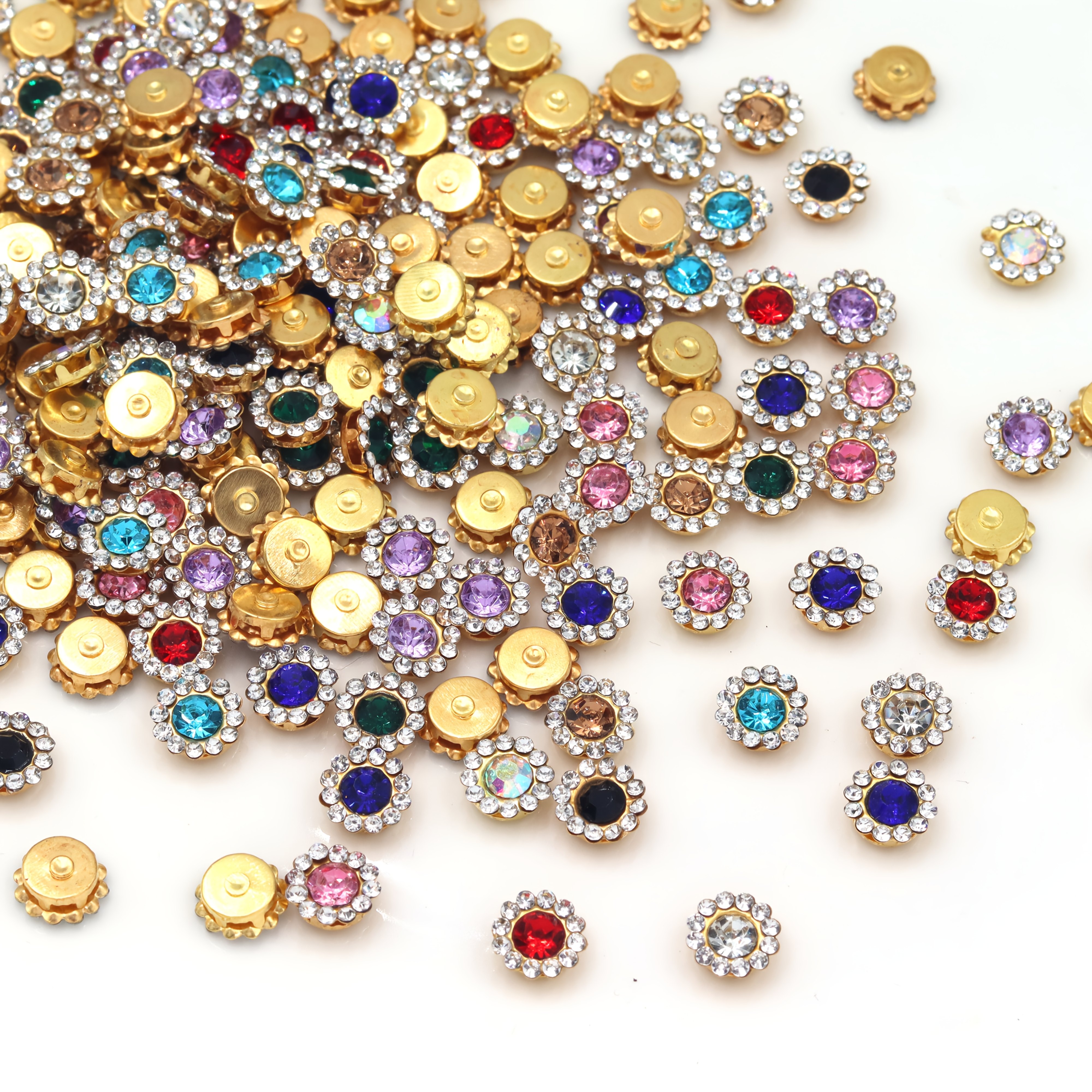TEMU 150pcs Mini Sunflower Glass Rhinestones 8mm Backing Luxury Sparkling Diy Rhinestone Findings- Sewing Artwork Decorative Accessories- Ideal For