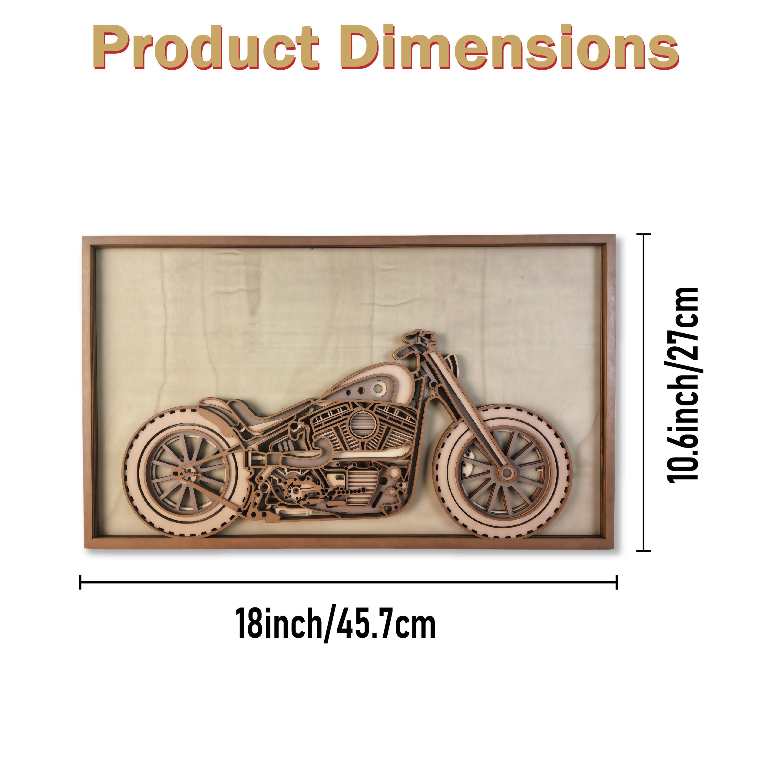 Image of 6-layer 3d Motorcycle Wall Art - Laser-cut Wood Chopper Sculpture, Retro Biker Decor Suitable For Man Cave, Garage, Home Office, Industrial Motorbike Hanging For Living Room, Multilayer Wood