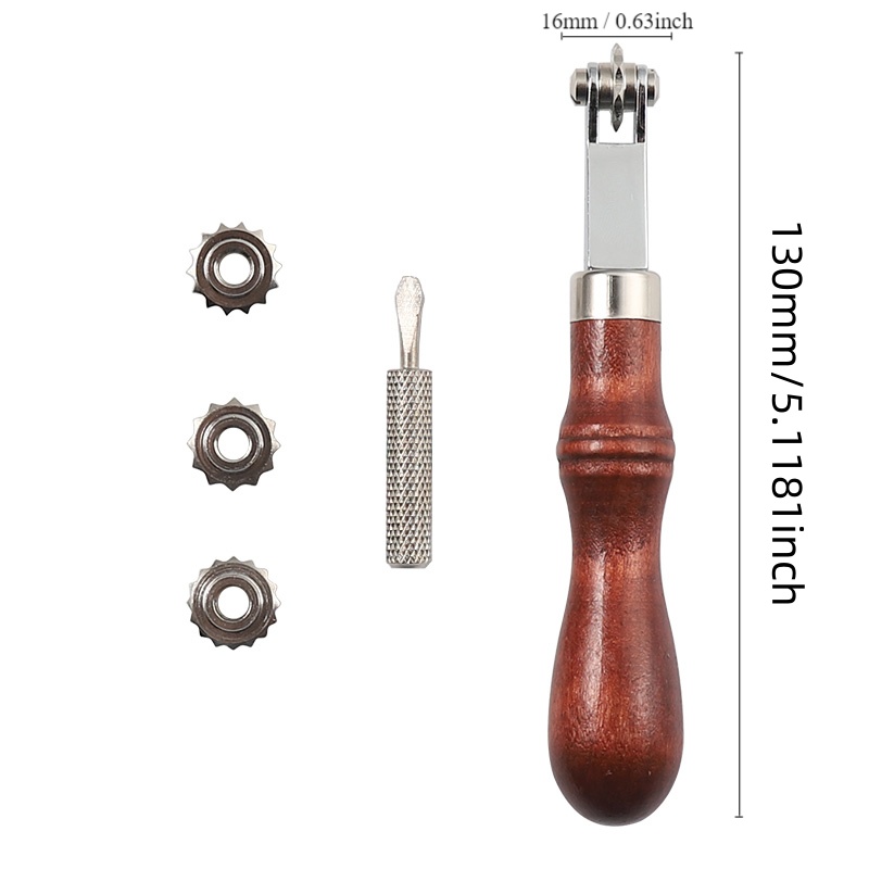 TEMU WUTA 1 Set Roue de Surjete en Cuir | Rouleau d'Espacement Interchangeable à 4 Vitesses avec Roues en Acier Inoxydable pour de Ligne | Outil