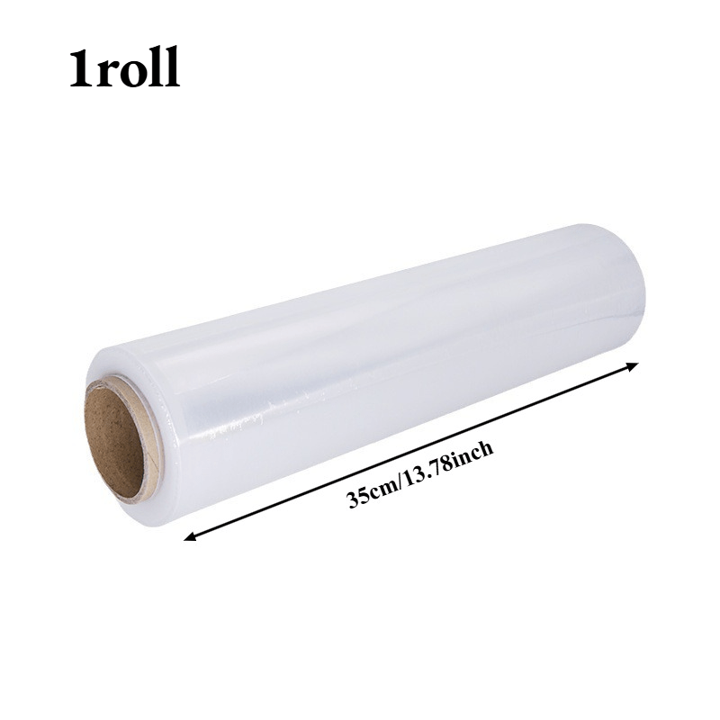 TEMU 1 Roll 35cm Wide Transparent Self-adhesive Stretch Wrap Film, High-elasticity Tear-resistant Packaging Film, Household Moving Furniture