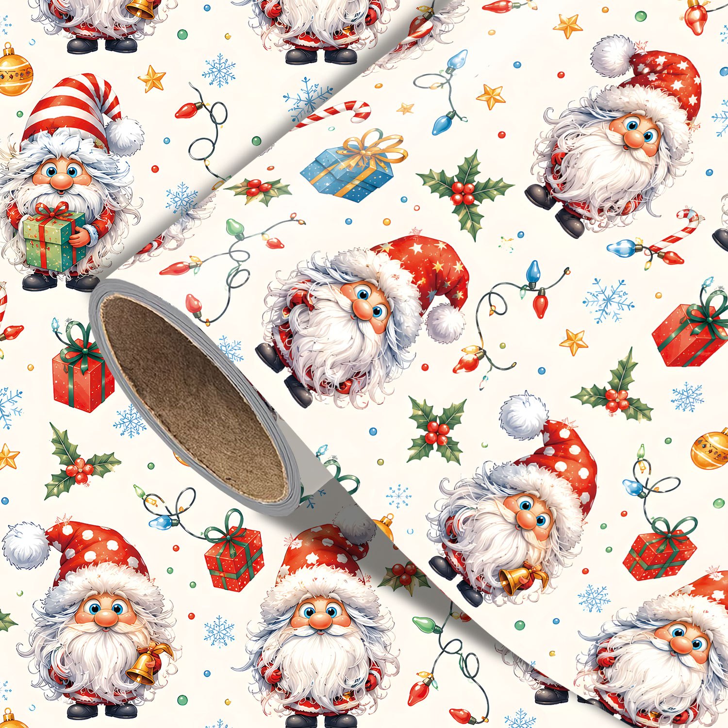 TEMU 1 Roll Vintage Christmas Wrapping Paper - Xmas Cute Pattern, Designs For Holiday - Measuring 45cm X 300cm (17.7in X 118in)