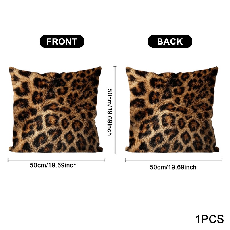 TEMU Realistic Leopard Fur Pattern Throw Pillow Cover, Double-sided Printed Soft Decorative Cushion Case In Multiple Specifications Available,