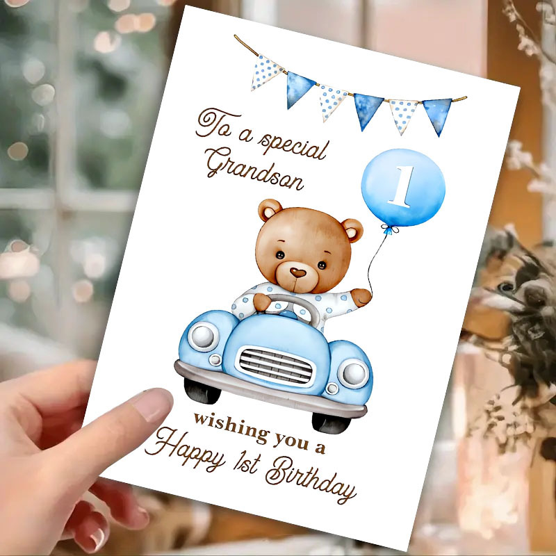 1pc special grandson 1st birthday greeting card envelope Temu