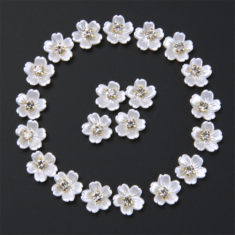 

30pcs Perles de fleurs acryliques Neovivi, perles plates blanches de 12 mm, centre en , la de DIY, la , les épingles à cheveux, , les , d'oreilles.