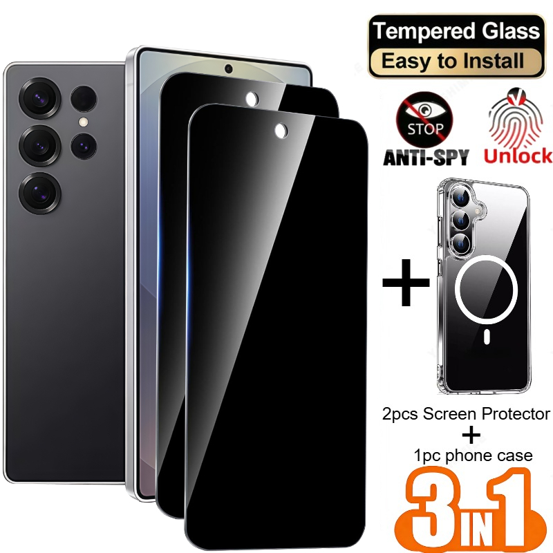 TEMU [3-in-1] 1pc Phone 2pcs Privacy Screen Protector For The For For Galaxy S26 Series And S25 Ultra.for S26 Suitable For Galaxy S22 S22  S23 S23 