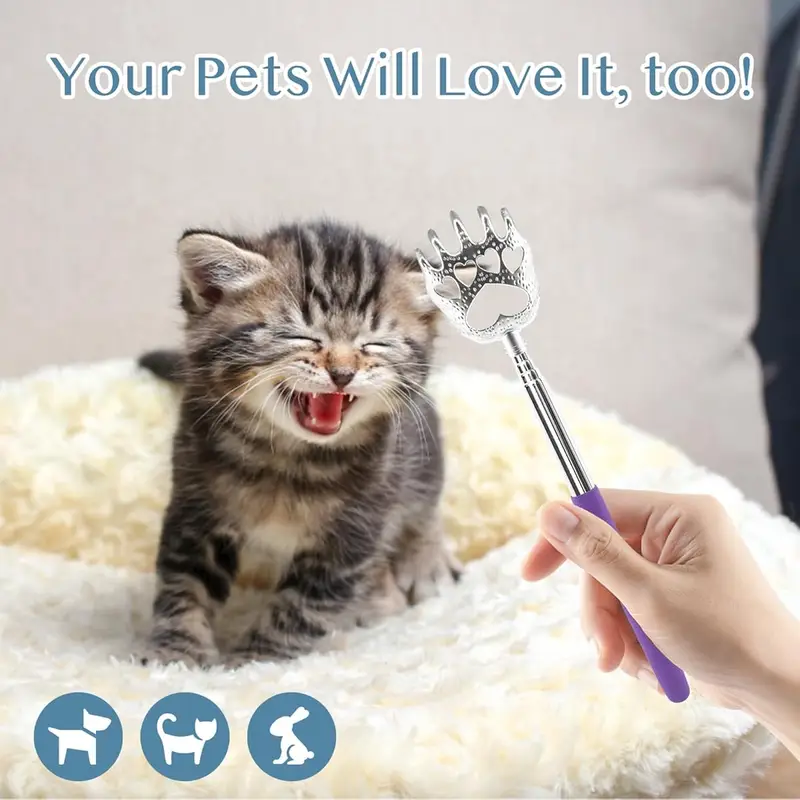 (4-pack) portable extendable telescopic scratchers/hand massager/ with rubber handles, personal care, portable accessory, telescopic design, durable construction, lightweight tool, scratch aid, gadget, gift idea, pet owners Product details 5