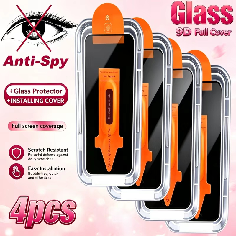 TEMU 4pcs For For Galaxy A53 5g/a54 5g/a55/a56/a57 5g Matte Privacy Screen , 9h Hardness Tempered Glass Anti-spy, Auto Dust-remove Fast Installation,