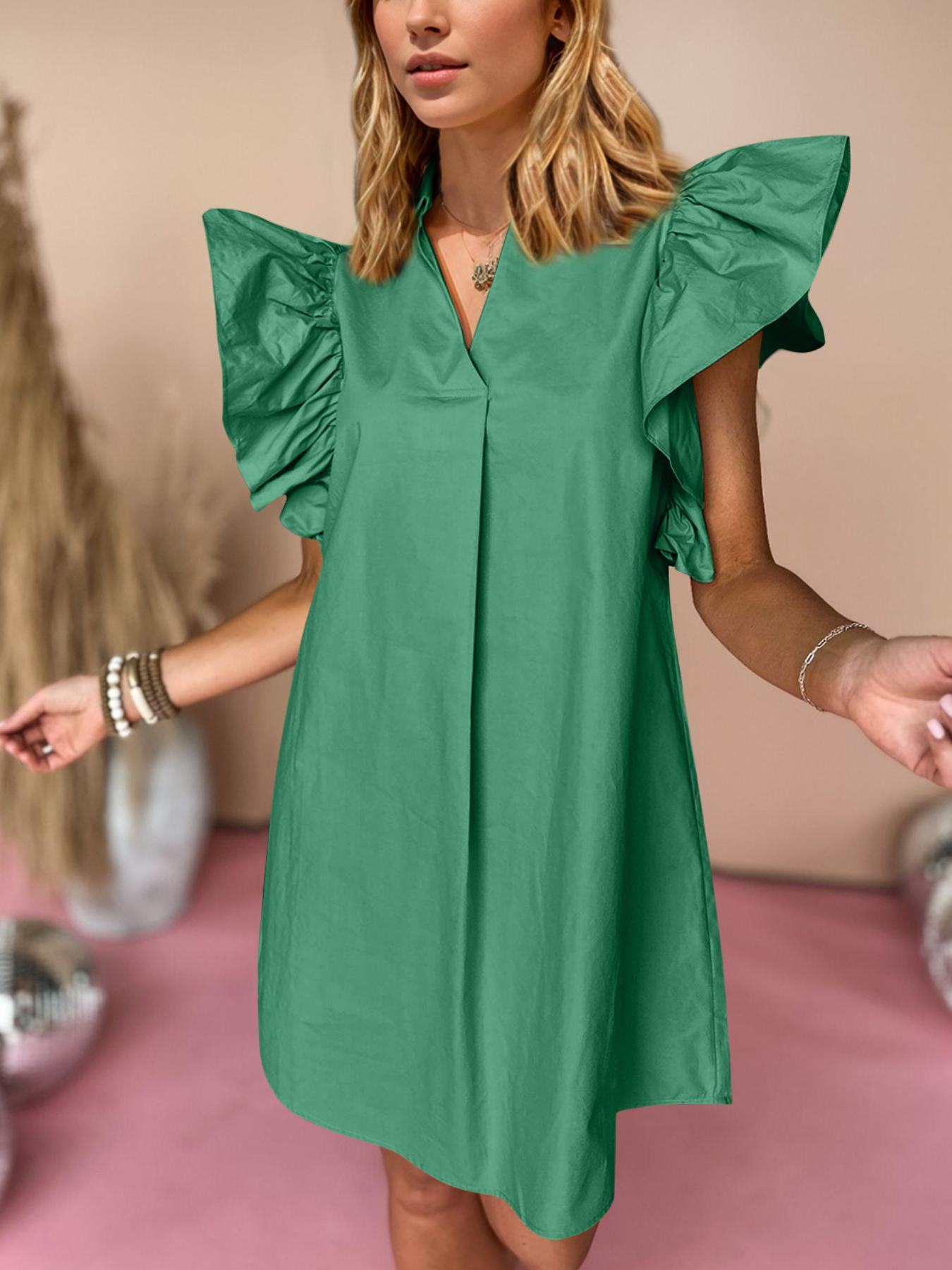 womens casual summer shift dress chic dramatic ruffle