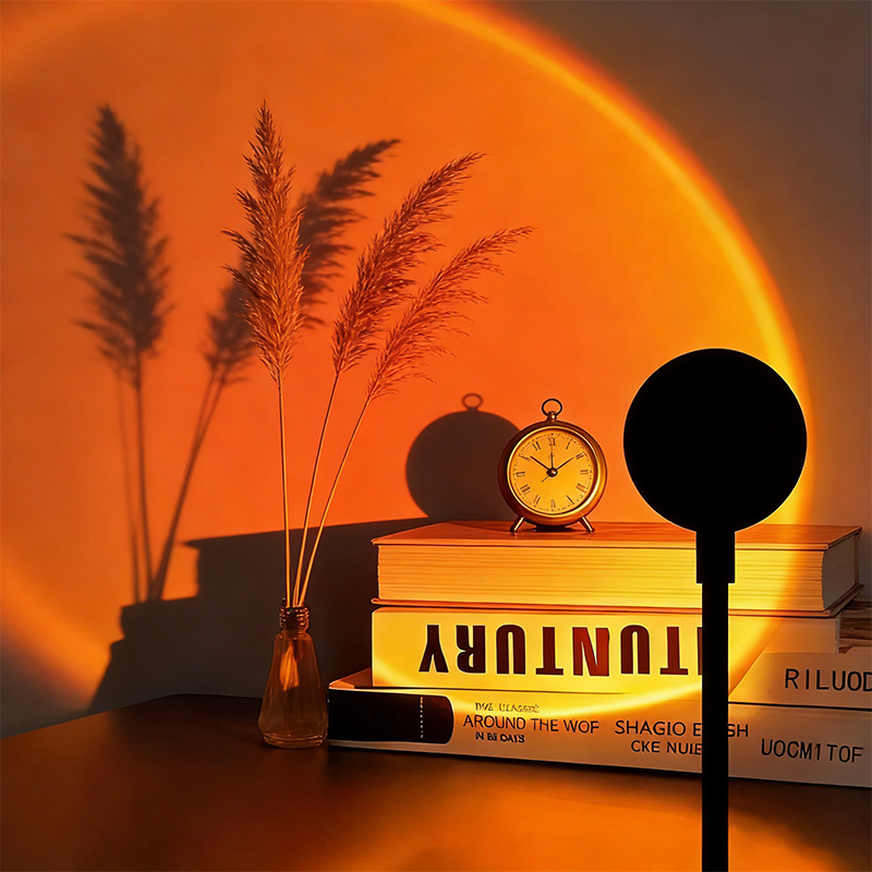 Image of 1 Powered Sunset Projection Lamp, Multi-angle Rotating Led Ambient Light, Light, Room Bedside Bedroom Decoration Night Light, Ceiling, Home Bedroom Living Room Atmosphere Artifact