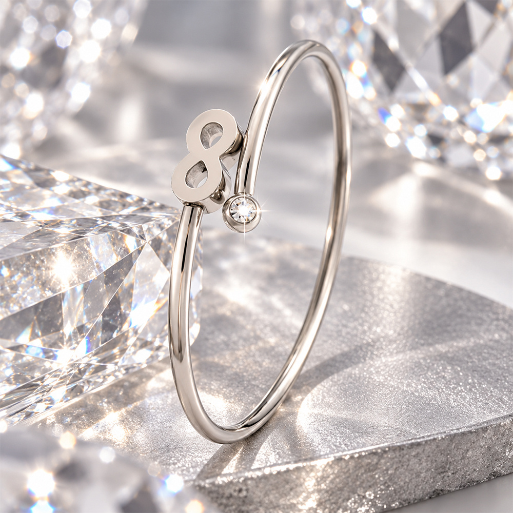 2pc Wavy Contour Double Bangle Set, Infinity Symbol