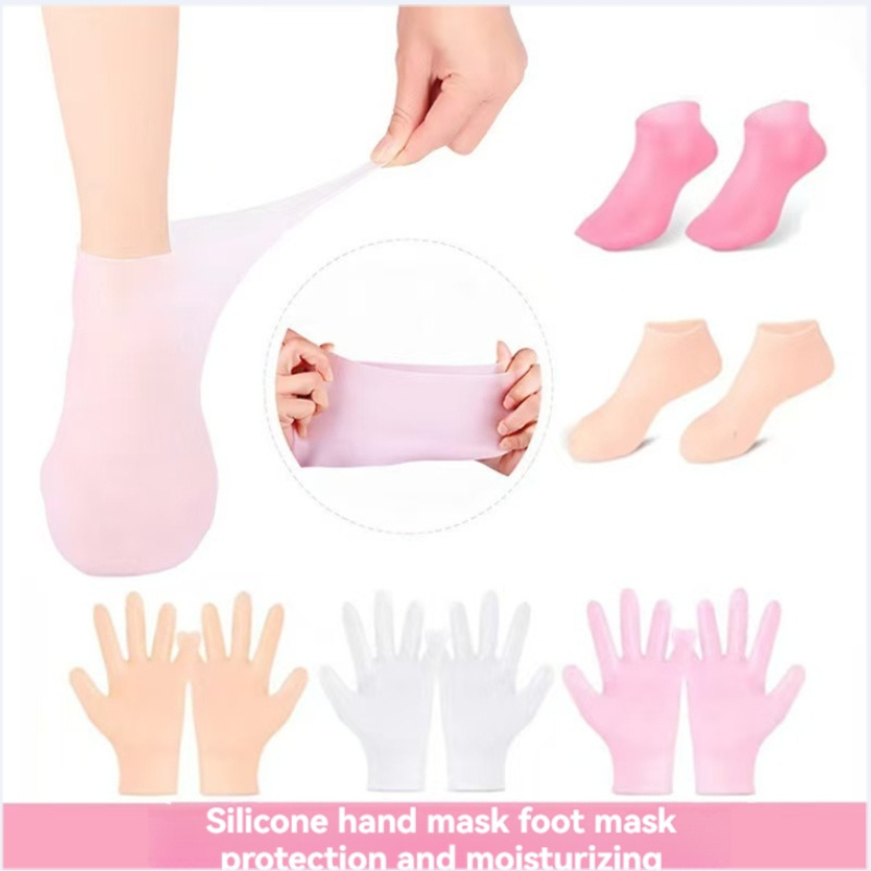 

Silicone Socks And Gloves For Full Foot Moisturizing And Crack Prevention, Heel Protection Sleeves For Dry Heels, And Moisturizing Gel Socks Suitable For Foot Care For Dry Skin.