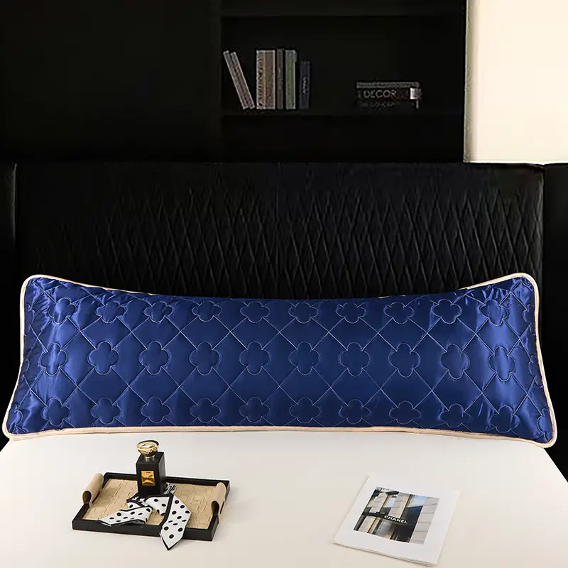 1pc ice fiber pillowcase quilted satin fabric with floral pattern machine washable soft breathable for couples bedding home decor Product details 6