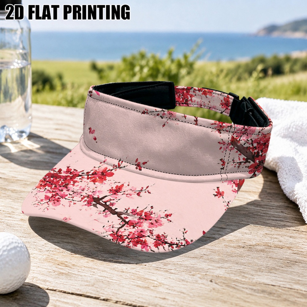 2d flat printing 1pc polyester hat with vibrant spring cherry   print for sports fitness outdoor hiking and casual wear