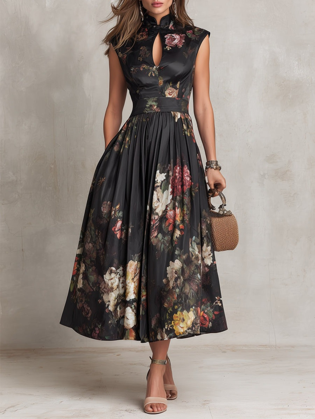 black floral dress sold on Temu United States