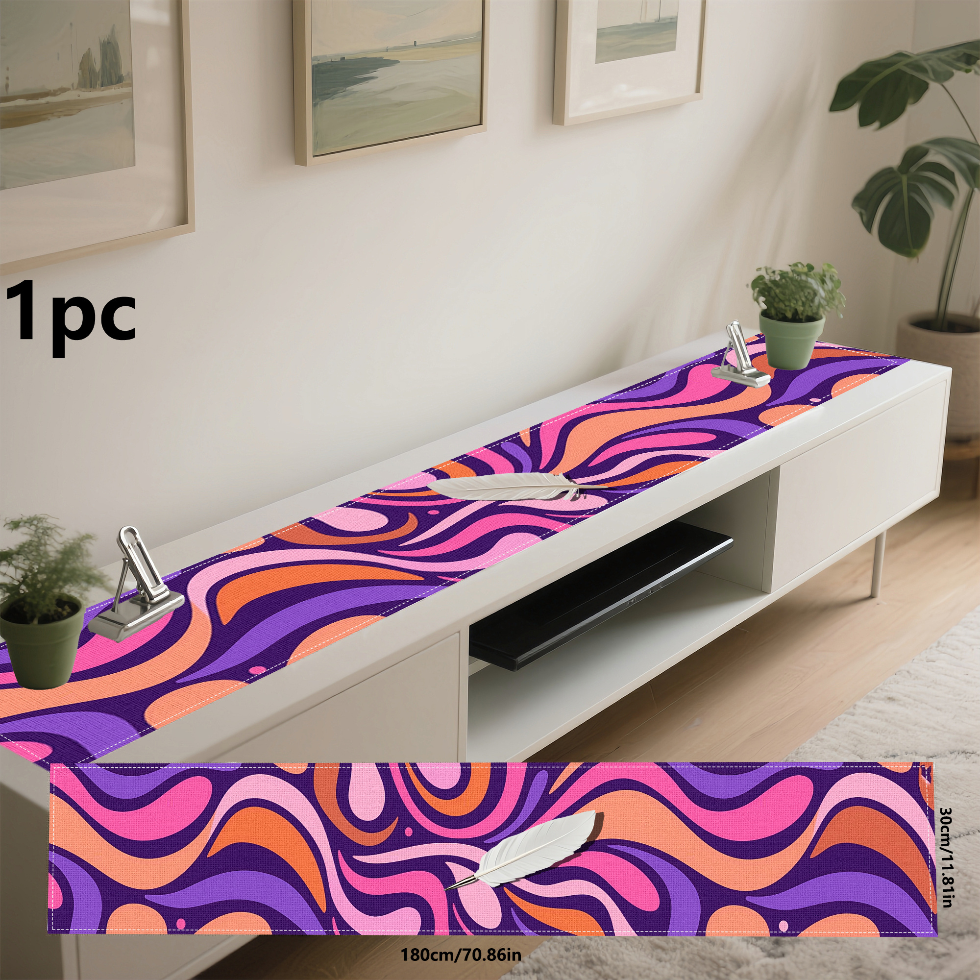 1pc nappe de table décorative colorée à motif  , tapis en lin imprimé créatif pour occasions festives intérieures et extérieures, mariage, banquet et réunions familiales