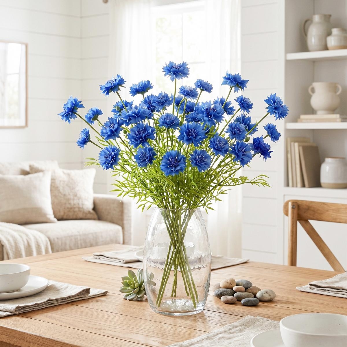 Image of 6pcs Realistic Artificial With 5 Per - Plastic Flower Bouquet Suitable For Wedding Centerpieces, Table Decor, Outdoor/ Parties, Valentine's Day, Faux Stems For & Festive Events, Uv Resistant