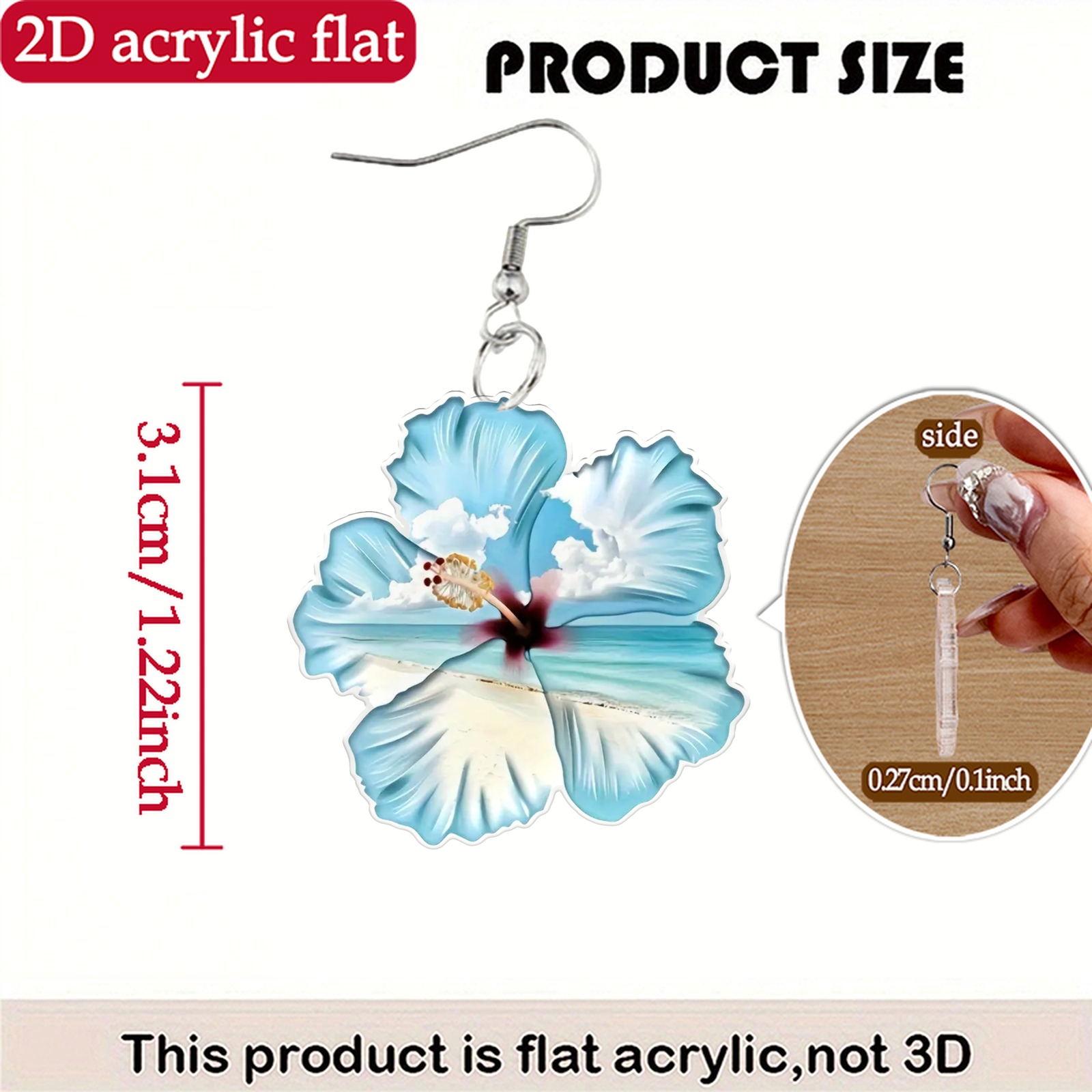 Women's Artistic Hibiscus Flower Design Acrylic Earrings