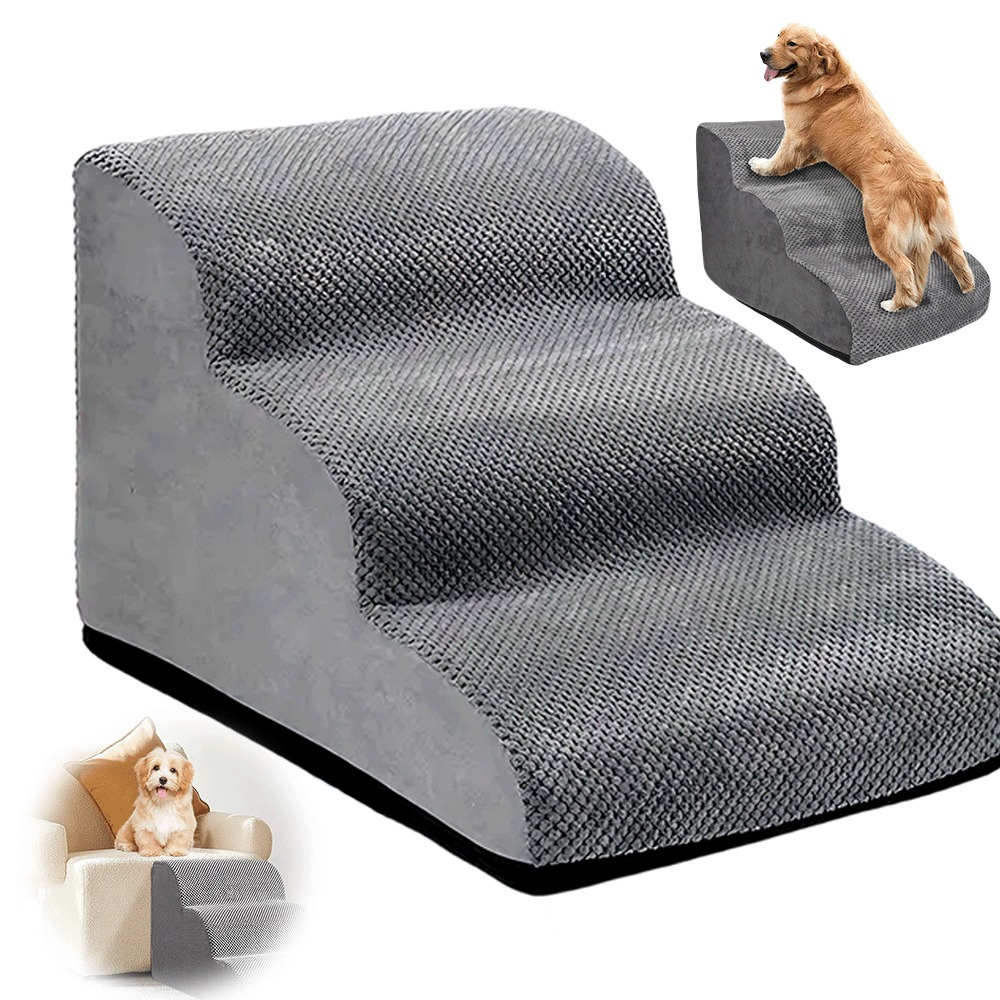 Small Pet Climbing Ladder Three-level Climbing Ladder With Removable Washable Mat Cover High-elasticity Non-slip Bottom Suitable For Sofa Beds And