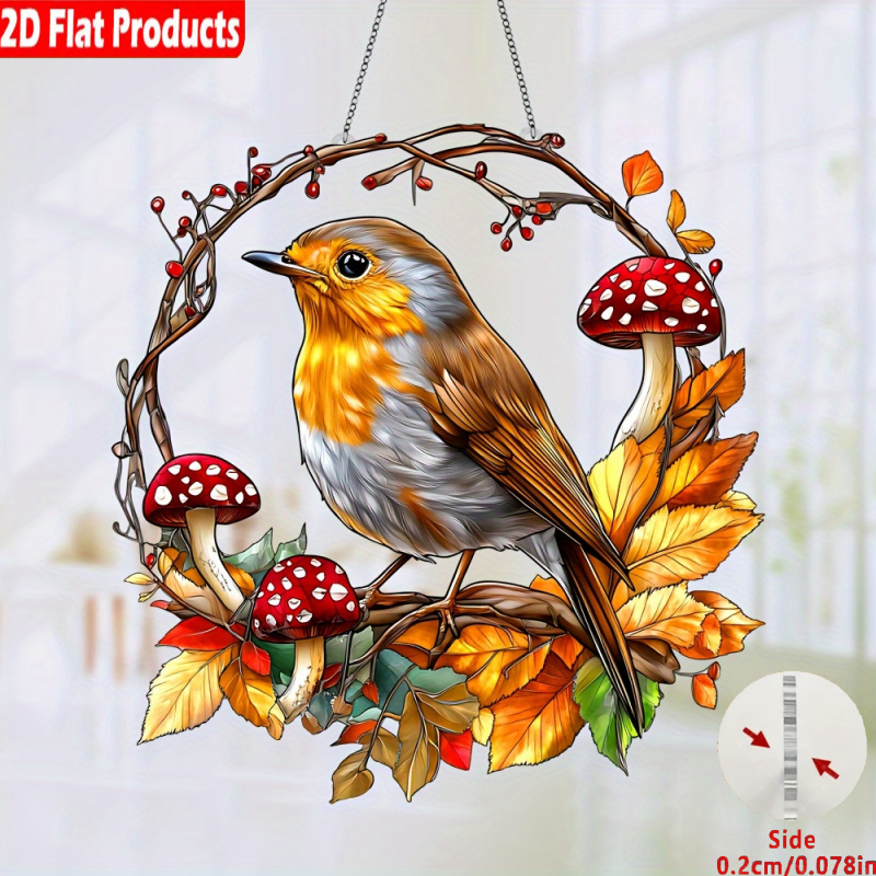 TEMU 2d Flat, 1pc Small Birdcatcher, Acrylic Window Hanging Decoration, Animal-themed Acrylic Garden Ornament, Festive Home And Window Decor, Ideal