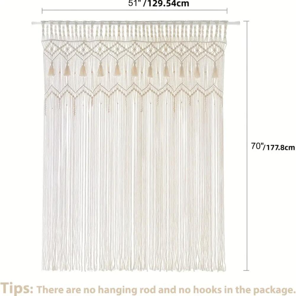 TEMU 1pc Wall Hanging Tapestry, Handmade Macrame Tapestry, Room Divider, Macrame Curtains, Boho Door Curtain For Outdoor Wedding, Background, Window