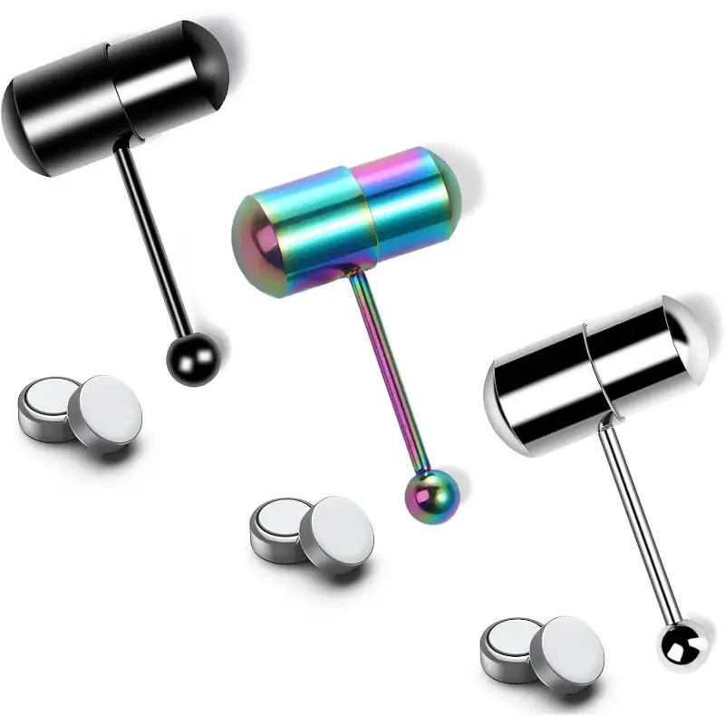 TEMU 3pack Vibrating Tongue Rings  Tongue Piercing Jewelry Stainless Steel Tongue Rings Vibrating Tongue Piercing 14g Tongue Piercing Kit