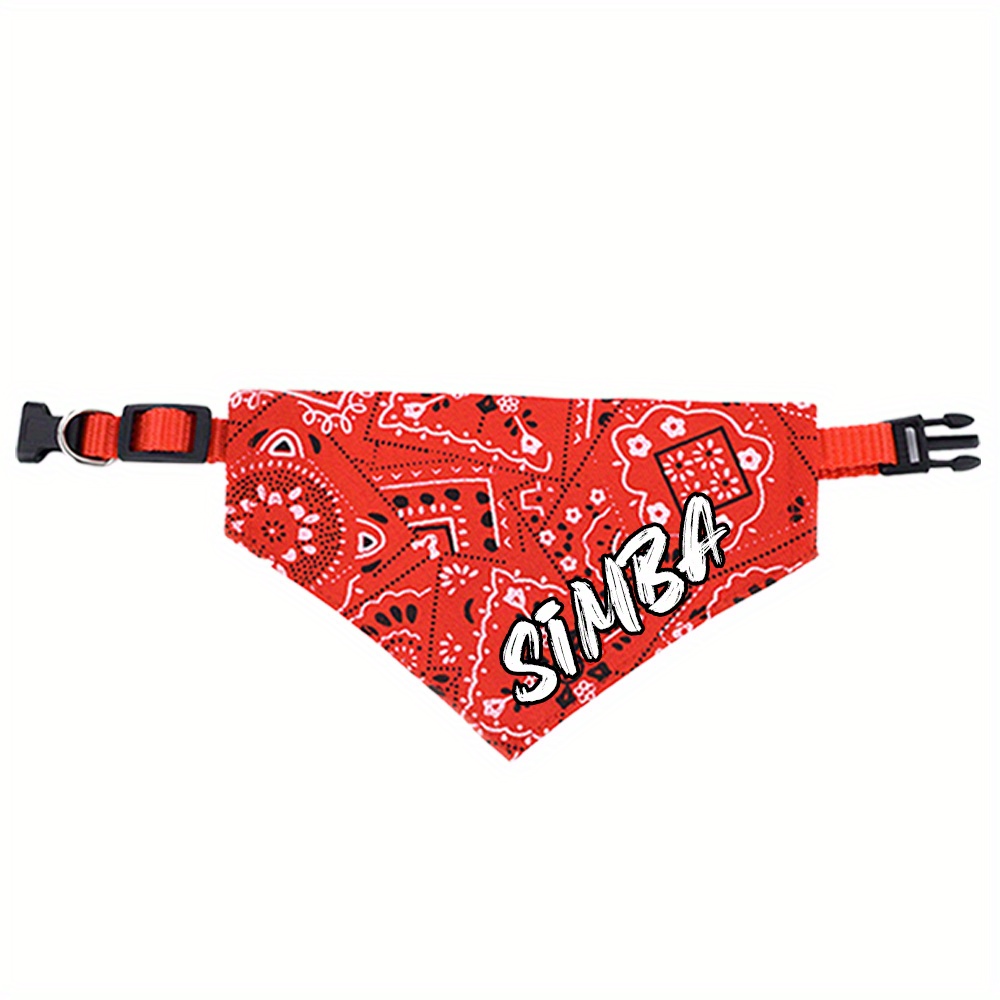 TEMU Customizable Adjustable Dog Bandana - Personalized Pet Saliva Towel & Collar With Snap Closure, Soft Polyester Necklace For Small/medium Dogs,