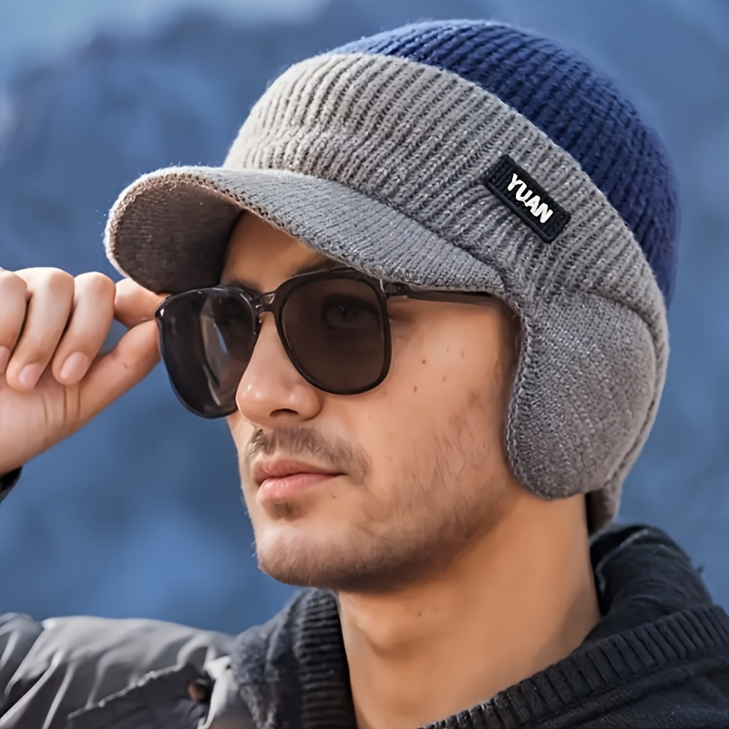 Men's Thick Knit Hat with Ear Flaps for Cold Weather