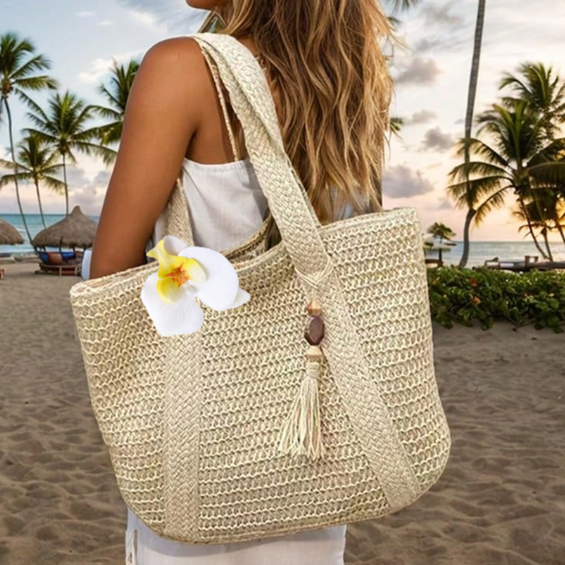 TEMU Stylish Multifunctional Tote Bag From Is Perfect For Beach Vacations. It Features A Lightweight And Elegant Design With A Bohemian Straw Style,