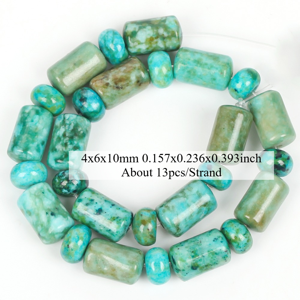 TEMU 4x6x10mm Natural Chrysocolla Sea Sediment Turquosie Stone Beads Loose Spacer Beads For Jewelry Making Handmade Diy Bracelets Necklace