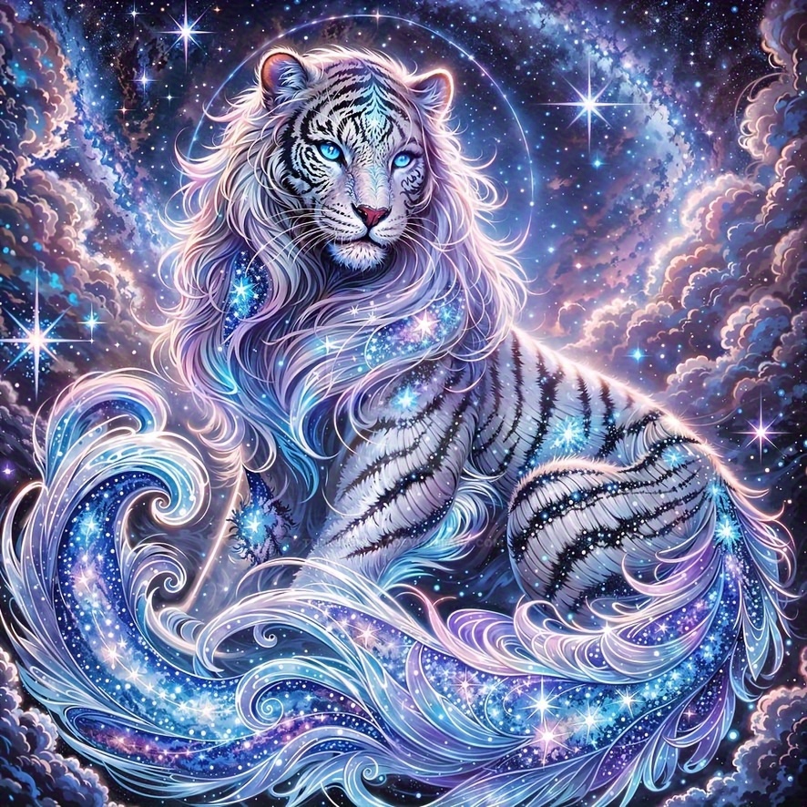 TEMU Diamond Painting Featuring A Tiger, Suitable For Occasions Like Easter, New Year, Christmas, And Valentine's Day, Perfect For Home Decor And
