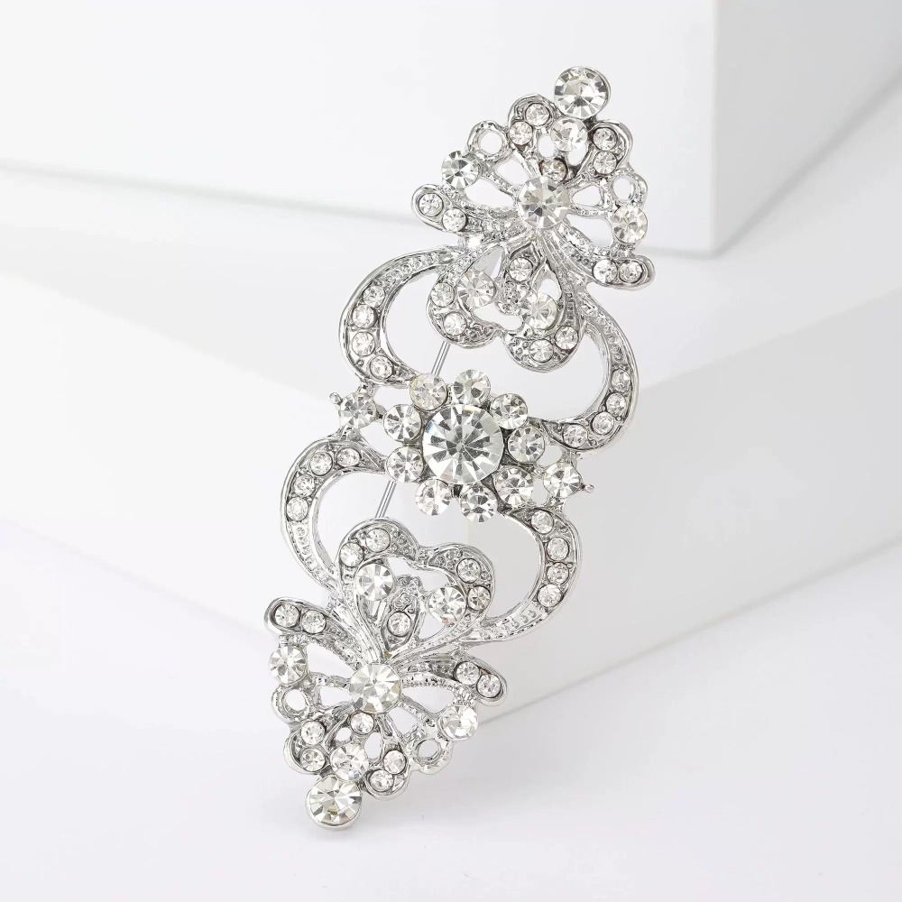 TEMU 1pc Vintage Hollow Floral Brooch Elegant Lapel Pin Decorative Badge For Wedding Dress Shawl Coat Formal Clothing Ornament Birthday Wedding Gift