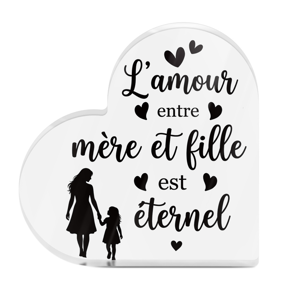 TEMU Décoration Putuo plate 2D 1pc Citations Panneau acrylique de cœur Décor de table, de la mère et de est éternel, Décoration de bureau pour salon,