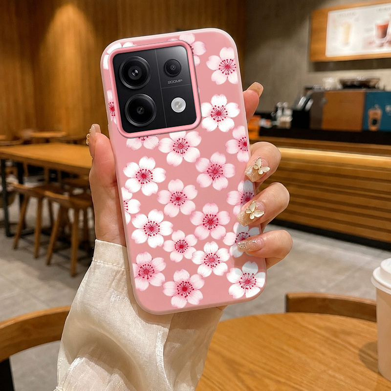 품목 사진 redmi poco x6 note 13 pro 5g note 13 pro 5  호환 도파민 컬러풀 젤리 폰 케이스, 벚꽃 프린트, 피부 친화적인 슬림핏 부드러운 반투명 충격 방지 낙하 보호 커버