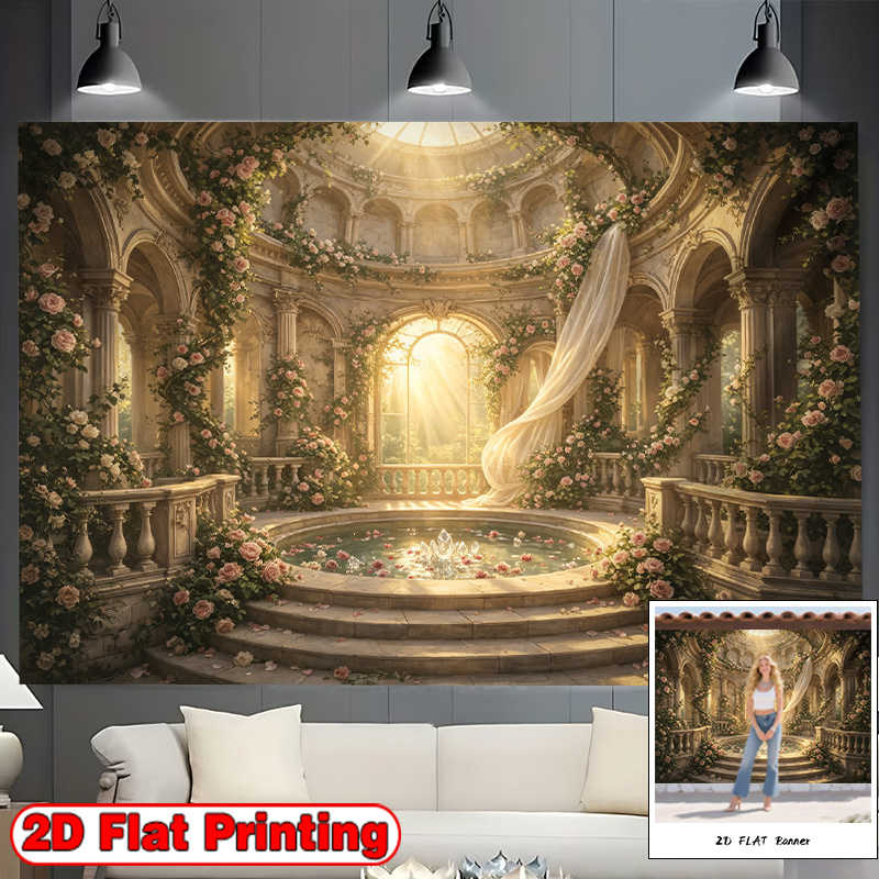 Golden Column Palace Hall Decor Theme Backdrop