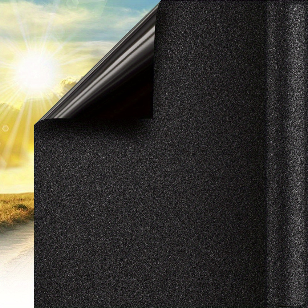 TEMU 100% Blackout Film Anti- Privacy Protection 90*200cm Non Adhesive Static Cling, Light Blocking Film, Window Privacy Solution, Modern Window