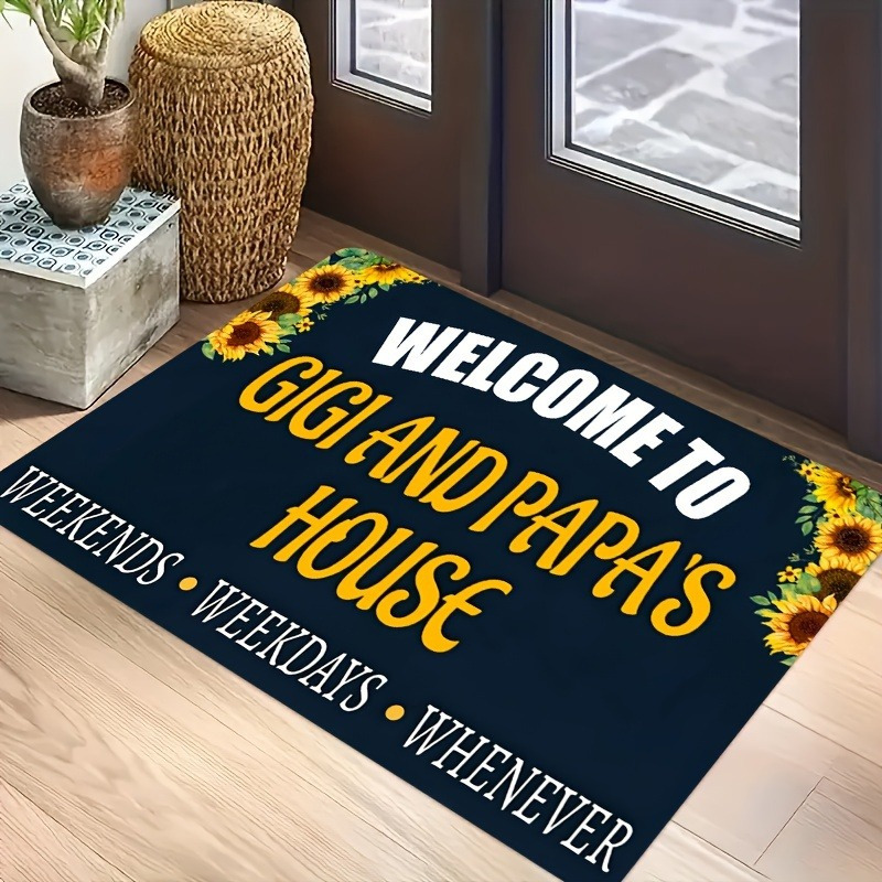 

And Papa' Welcome Doormat, Non-slip, Machine Washable Polyester Fiber Rectangular Indoor/outdoor Entrance Rug