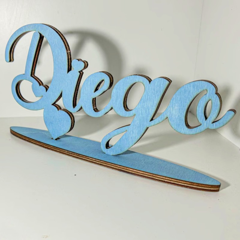 TEMU Custom Wooden Name Plaque With Stand, With A Heart Motif, Perfect For Celebrations Like Birthdays, Weddings, Baptisms, Communions, Gender Reveal