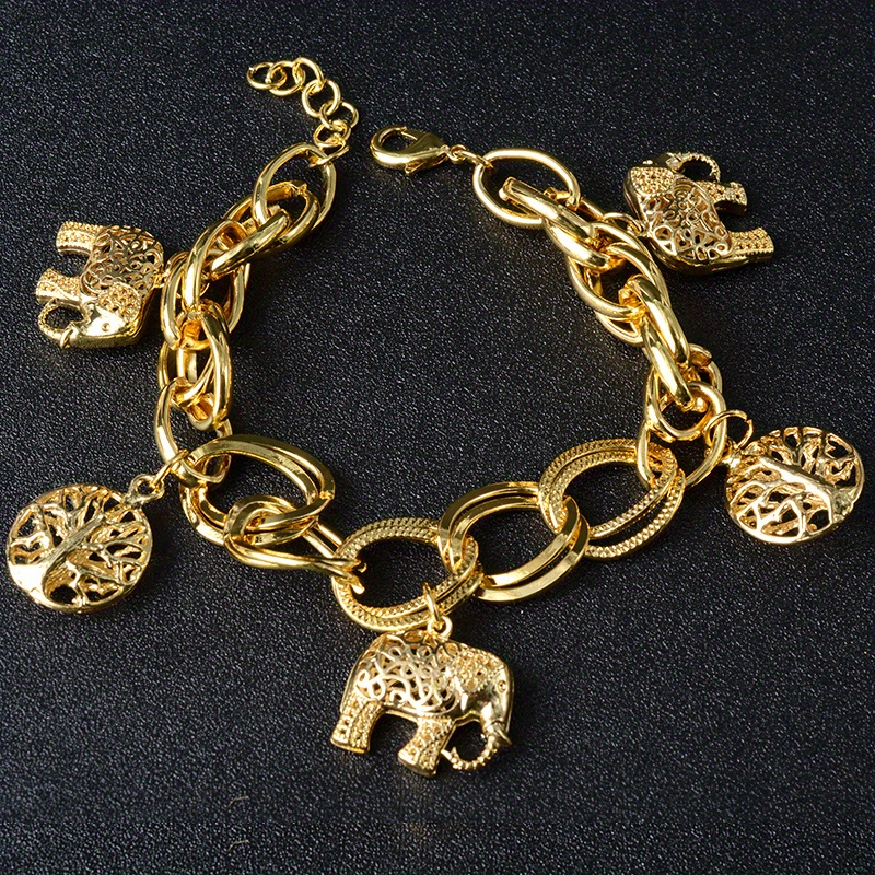E-shop vom Nahen inspiriertes Vintage-Mode-Armband im klassischen, niedlichen Stil mit Lebensbaum- & Elefanten-Anhänger-Design für Männer Frauen,