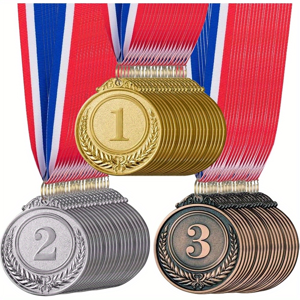 

30pcs Bronze Medals Metal Medals With Ribbons For Football Baseball Soccer Basketball Softball Gymnastics Athletes Gifts