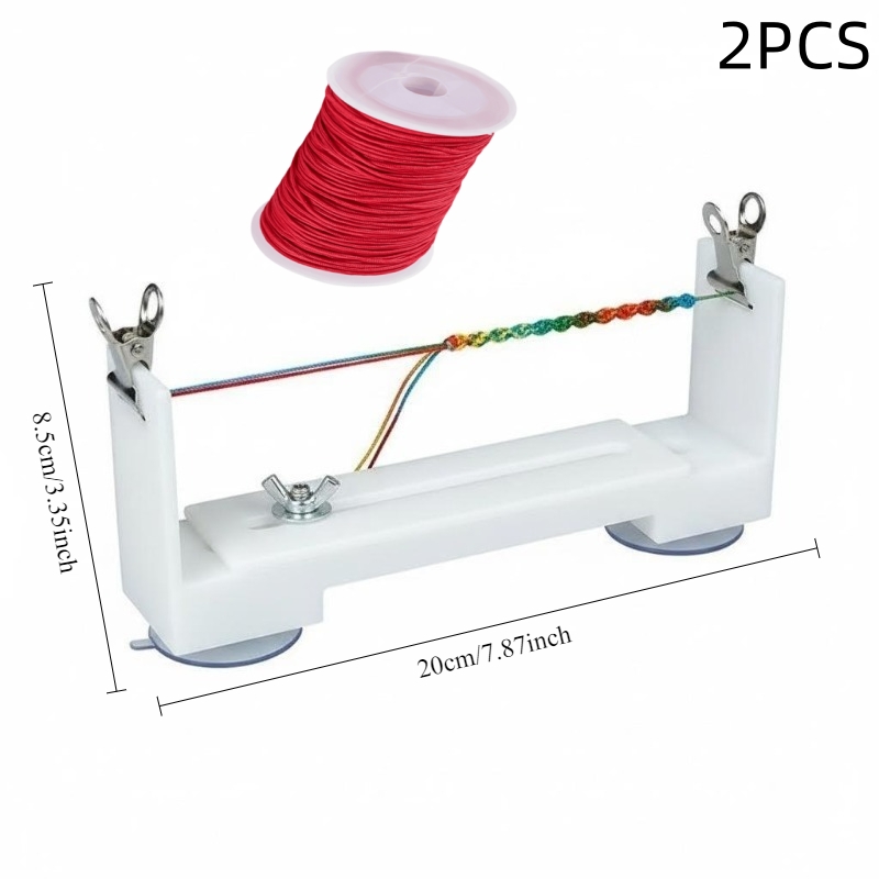TEMU Diy Weaving Tool Set With Weaver & Red Weaving Cord Roll - Suction Cup Base Anti-slip Suitable For Beginners & , Handmade Braiding Stand For