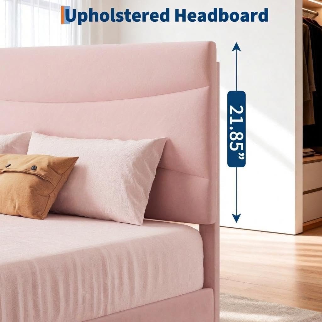 2026 Soft Bed with 2 Bed Rails, Premium Soft Padded Bed Frame with Stitched Detailing for Modern Bedroom, Ideal for Home Room Decor