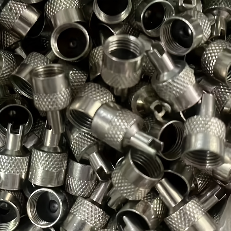 TEMU 10pcs Set Of Practical Car Tire Valve Caps, Nickel-plated Copper Valve Caps, Car Tire Tool Caps, Dust-proof Caps