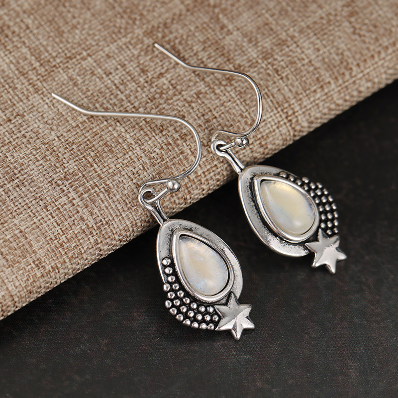 Women's Bohemian Retro Teardrop Star Pendant Earrings