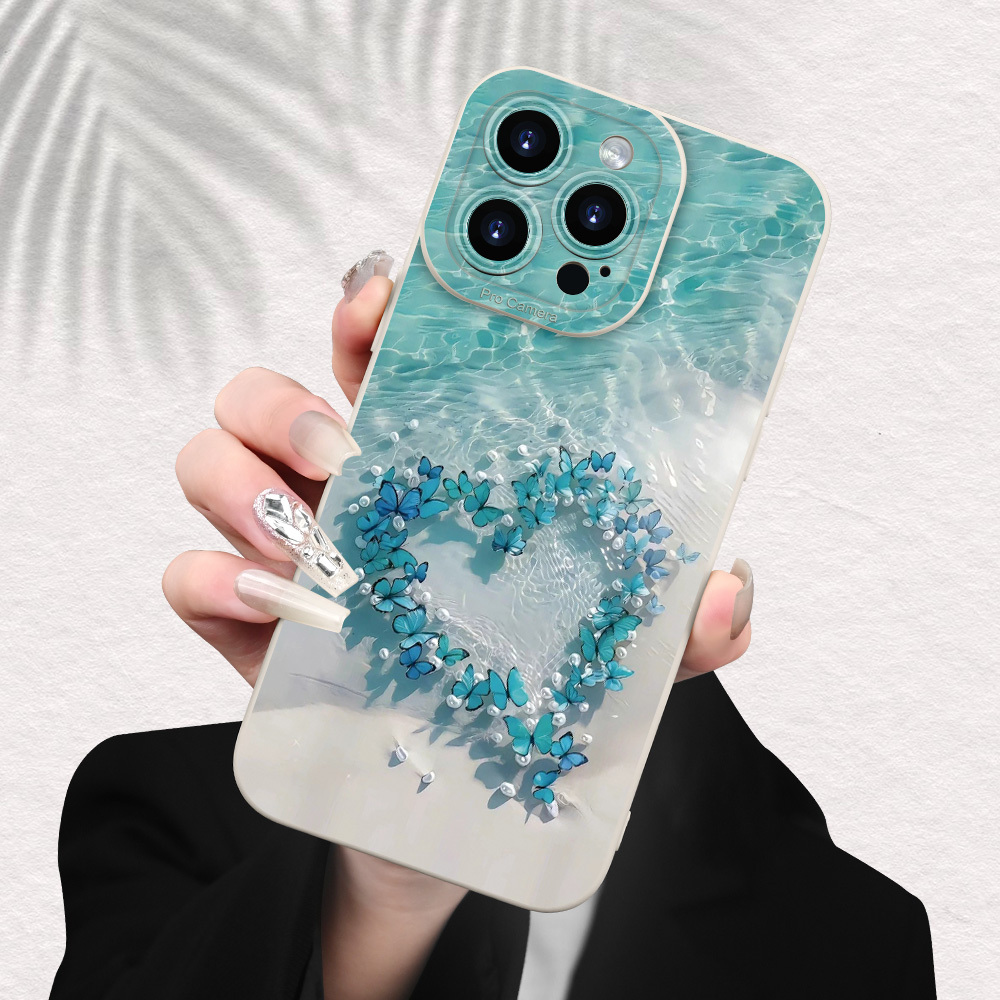 A Seaside Love Pattern Phone Case, Simple And Understated, Elegant And Luxurious, in White, Providing All-Around Protection, Shockproof And Drop-Resistant, Made of Thickened TPU, Compatible with Iphone Models 16/15/14/13/12/11 Plus Pro Max 7/8/Xsmax/Xr, Etc.