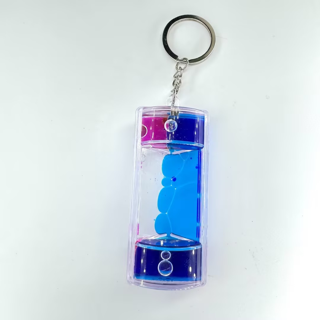 TEMU Powder Blue Flowing Liquid Hourglass Keychain Pendant, Drop Key Chain, Handbag Backpack Small Ornament, Car Key Chain, Office Desk Table Small