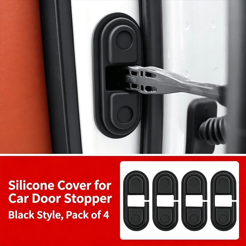 TEMU Juego de 4 topes universales para puertas de coche, pestillo de plástico ABS inoxidable con de metal, protección interior duradera, fácil