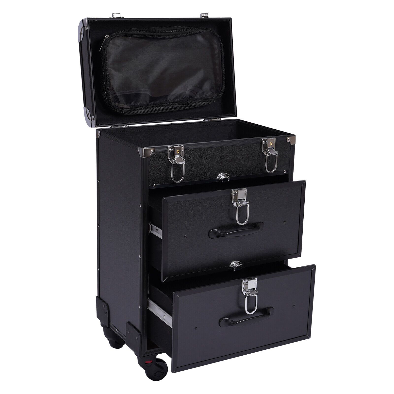Rolling Makeup Case, Large Cosmetic Trolley With Locks, Storage Organizer For Nail Art And Hair Styling, Make Up Bag With Dividers, Travel Makeup Jewelry Storage Organizer
