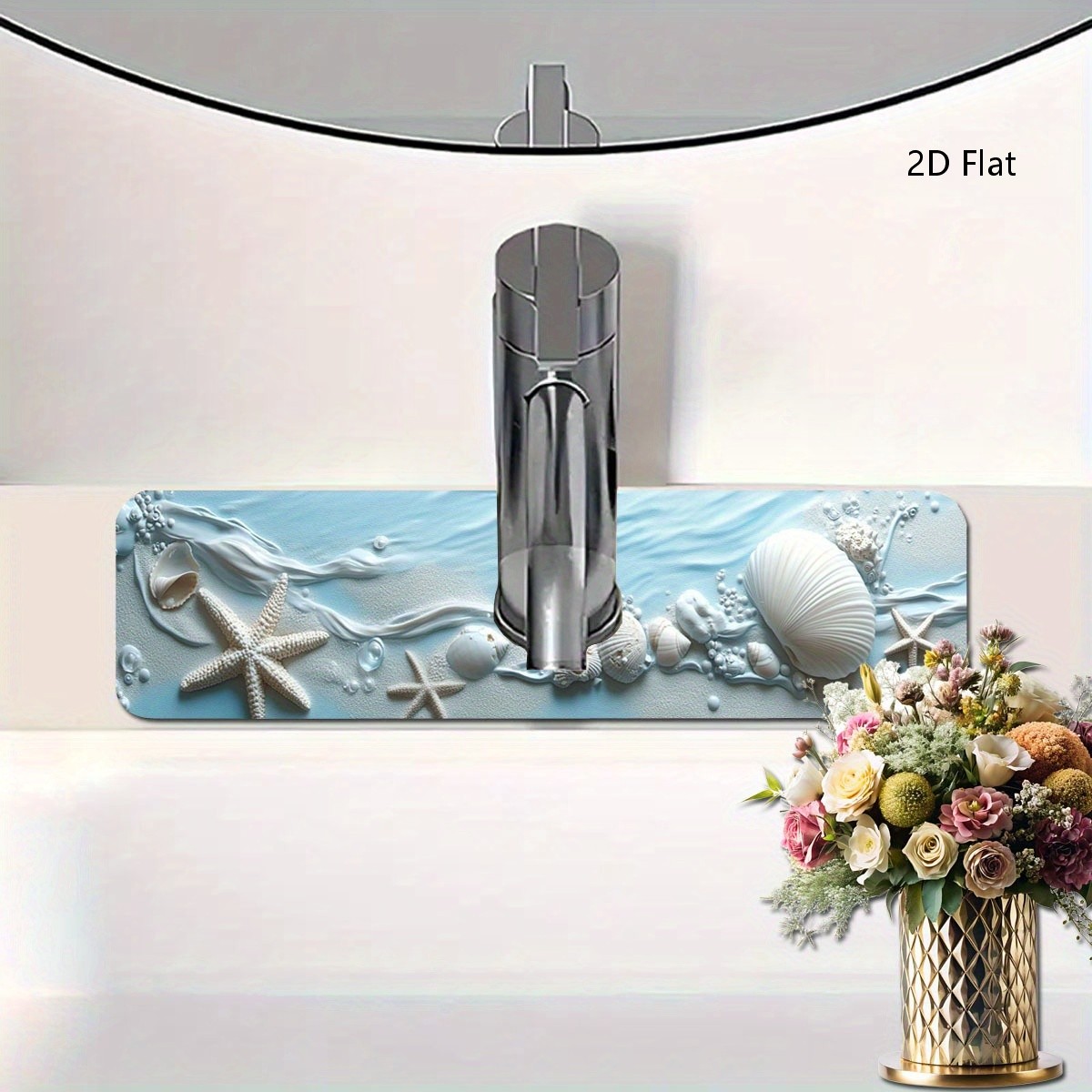 TEMU Tapis de séchage pour vaisselle 1 pièce, style océanique avec étoile de mer, et thème plage, en matériau diatomite, tapis absorbant, tapis de