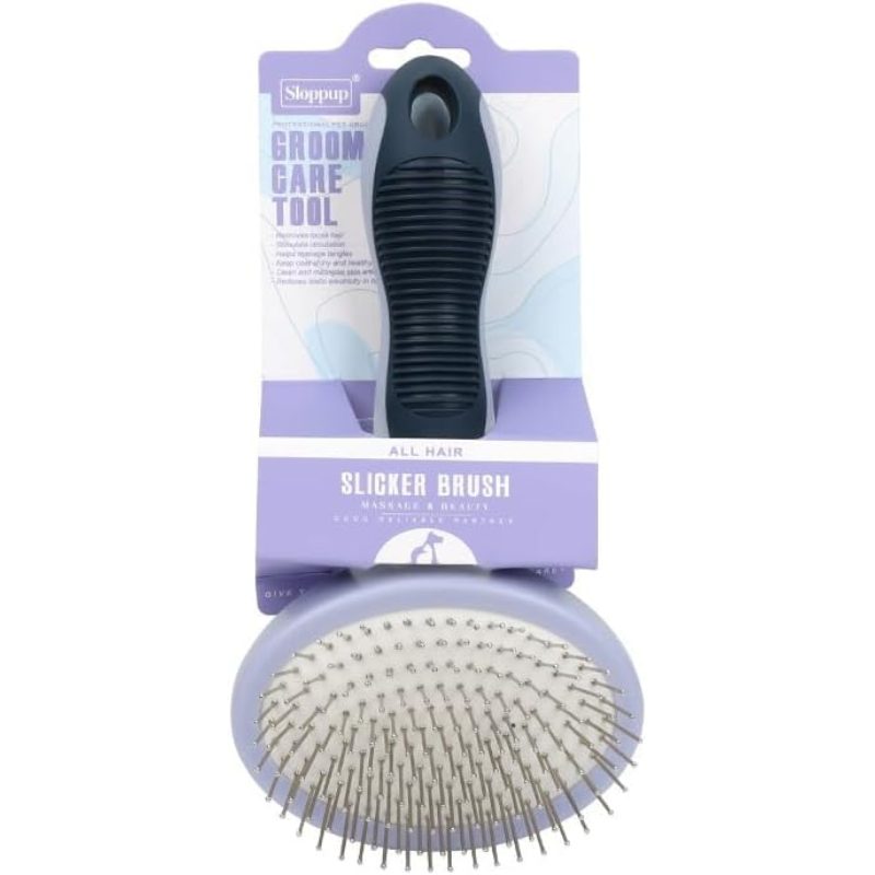 All-In-One Pet Grooming Brush - Deshedding Cats And Dogs, Massaging Slicker Brush for Removing Loose Undercoat, Detangling Mats - Gentle Dog Brush for Short And Long Hair Pets with Close-Spaced Pins