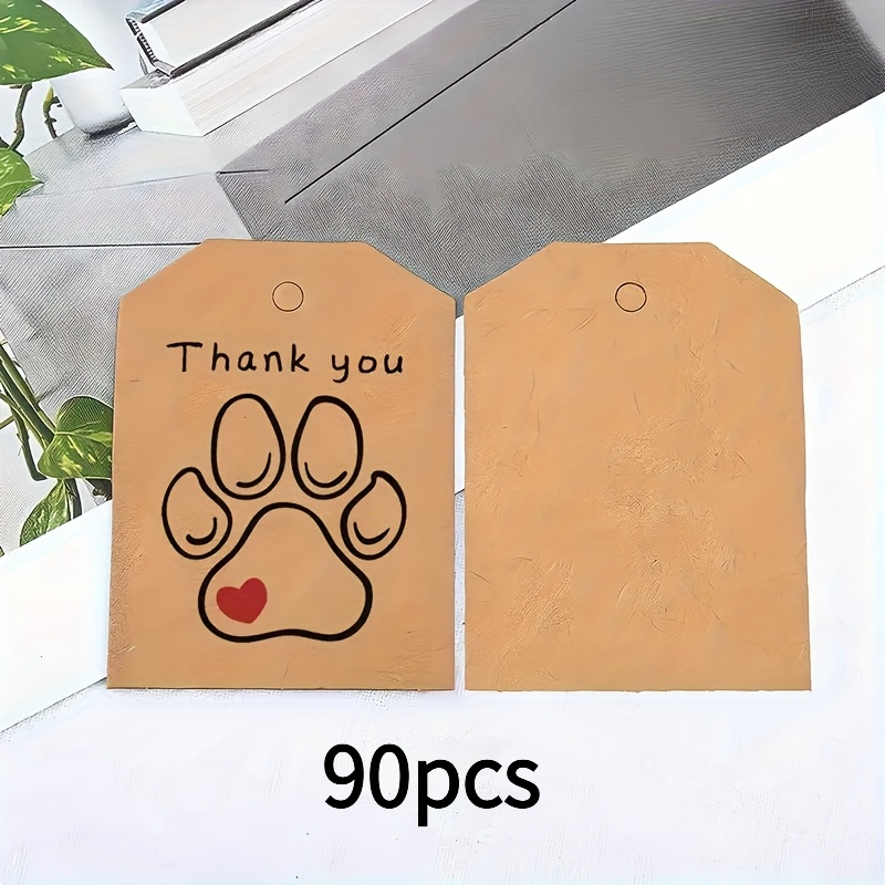 TEMU 45/90pcs Paw Print Thank You Gift Tags With - And Paw Print Design, Handmade, For Lovers, Small Business Supplies, Wedding/party Tags, Gift Box